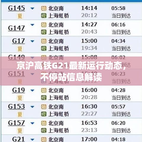 京沪高铁G21最新运行动态，不停站信息解读