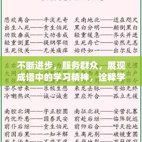 不断进步，服务群众，展现成语中的学习精神，诠释学无止境，服务为民